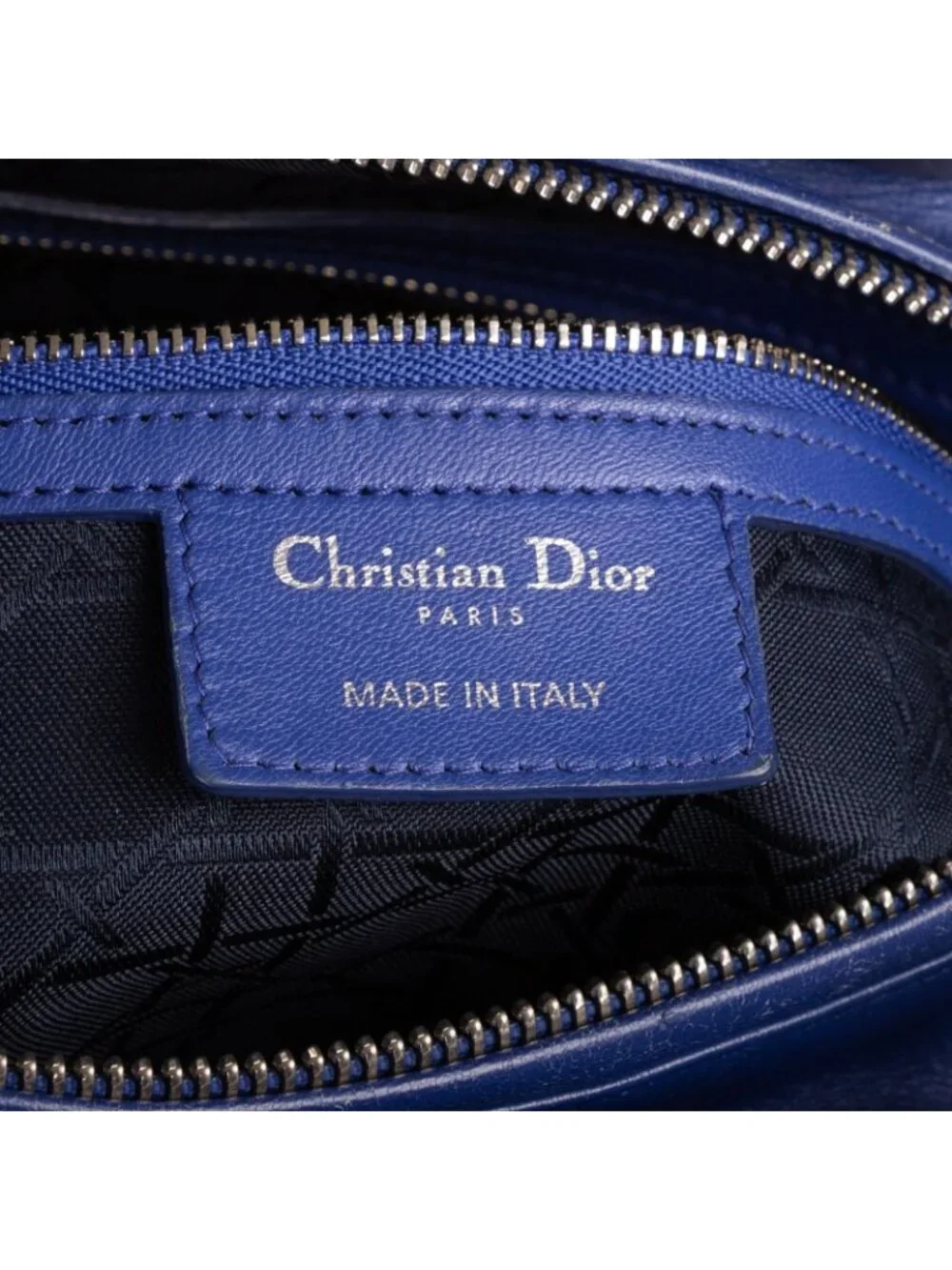 Dior Large Lady Dior Zip Blue Cannage Lambskin Leather Handbag